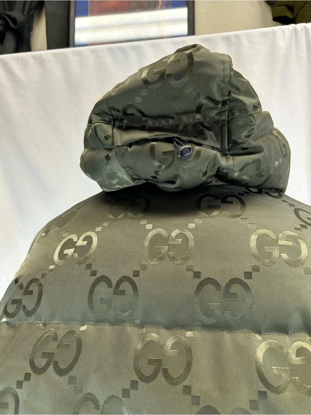 Gucci Khaki Jumbo GG Down Jacket